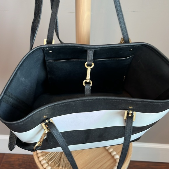 Michael Kors Black and White Striped Tote Bag - Picture 5 of 8